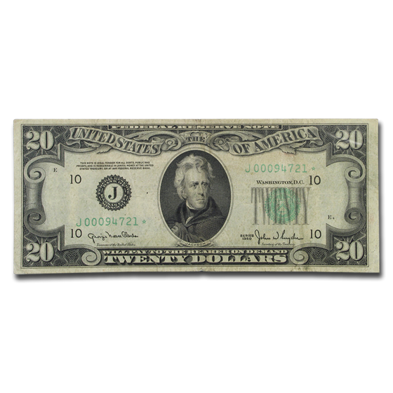 1950* (J-Kansas City) $20 FRN VF (Star Note) 1950* (J-Kansas City) $20 FRN VF (Star Note)